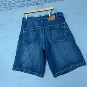 Mecca Mens Baggy Denim Shorts Size 38 Dark Wash Y2K Hip Hop Carpenter Streetwear